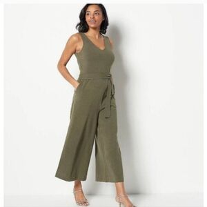 Encore by Idina Menzel Petite V-Neck Romper Size 2XP Olive A501321